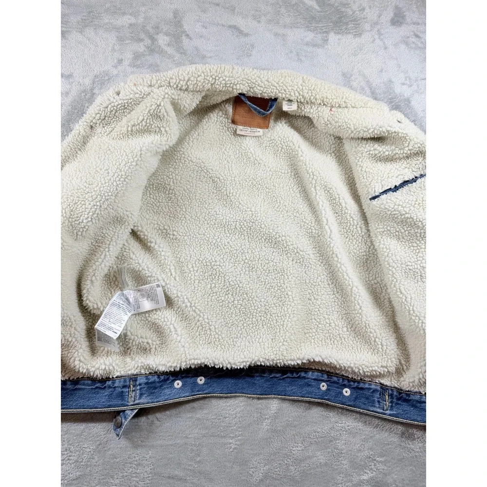 Levi's Premium Sherpa Lined Denim Trucker Jacket Small Fleece Western‎